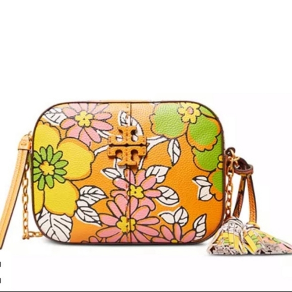 RARE Tory Burch McGraw floral-print crossbody bag GUC Spring - Picture 4 of 15
